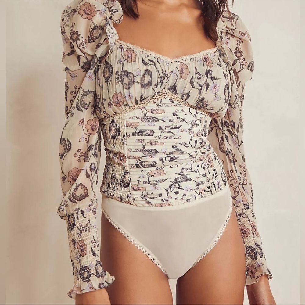Free People! Brunch Date Bodysuit in Ivory Combo NWT! - Picture 5 of 16